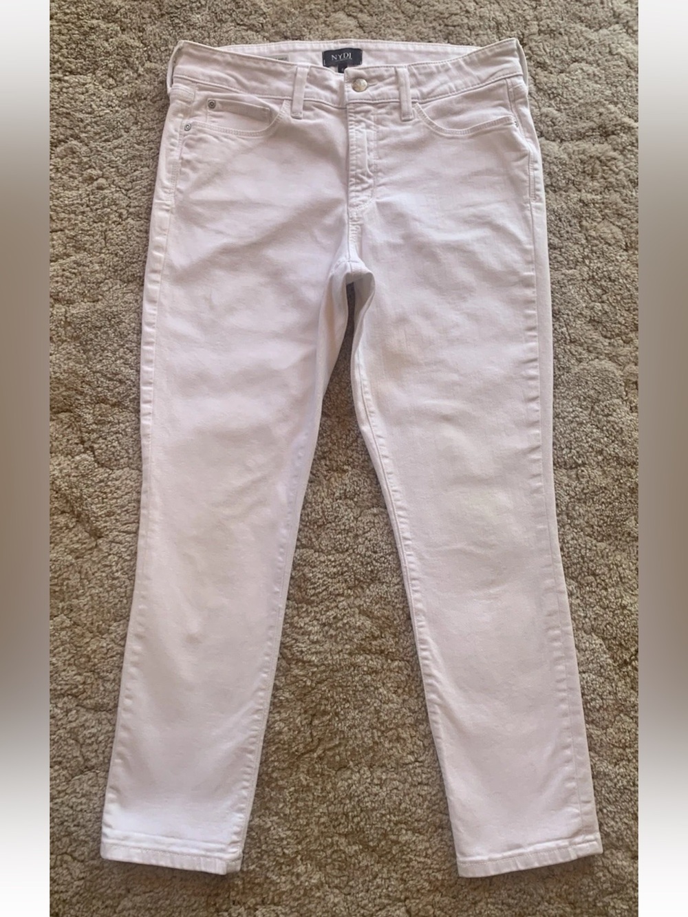 $6 SALE!! VGUC NYDJ ALINA OFF-WHITE CONVERTIBLE SKINNY ANKLE JEANS IN SIZE 8
